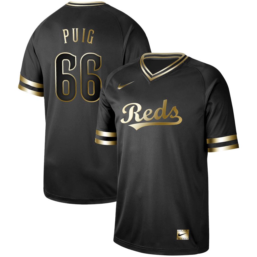 Men Cincinnati Reds #66 Puig Nike Black Gold MLB Jerseys->cincinnati reds->MLB Jersey